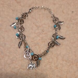 Silver and Turquoise Charm Bracelet